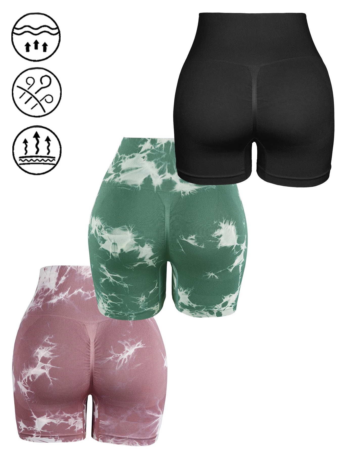 Woman Tie Dye Seamless Shorts Butt Lifting Fitness Tights High Waist Running Shorts Outdoors Summer Slim Elastic Shorts