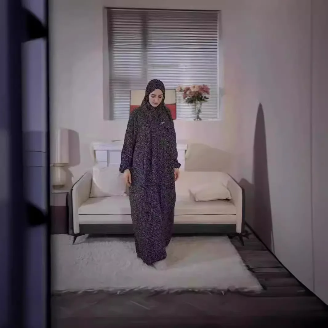 

Muslim Fashion Abaya Comfortable and Breathable Scarf, One-piece Prayer Robefashionable African Printed Long Robe