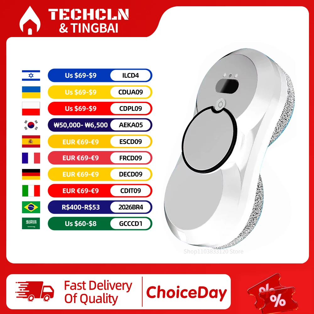 Smart Window Cleaning Robot Vacuum Glass Cleaner Automatic Appliance with Auto Water Spray for Home