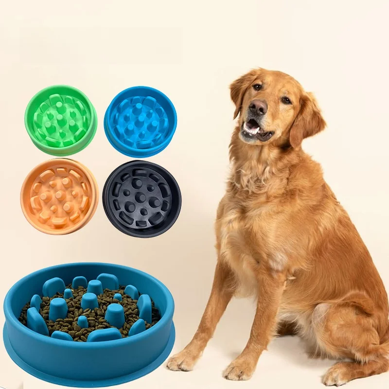 

Pet Cat Dog Slow Food Bowl Fat Help Healthy Round Anti-choking Thickened Non-slip Silicone Food Feeding Plate Pet Supplies