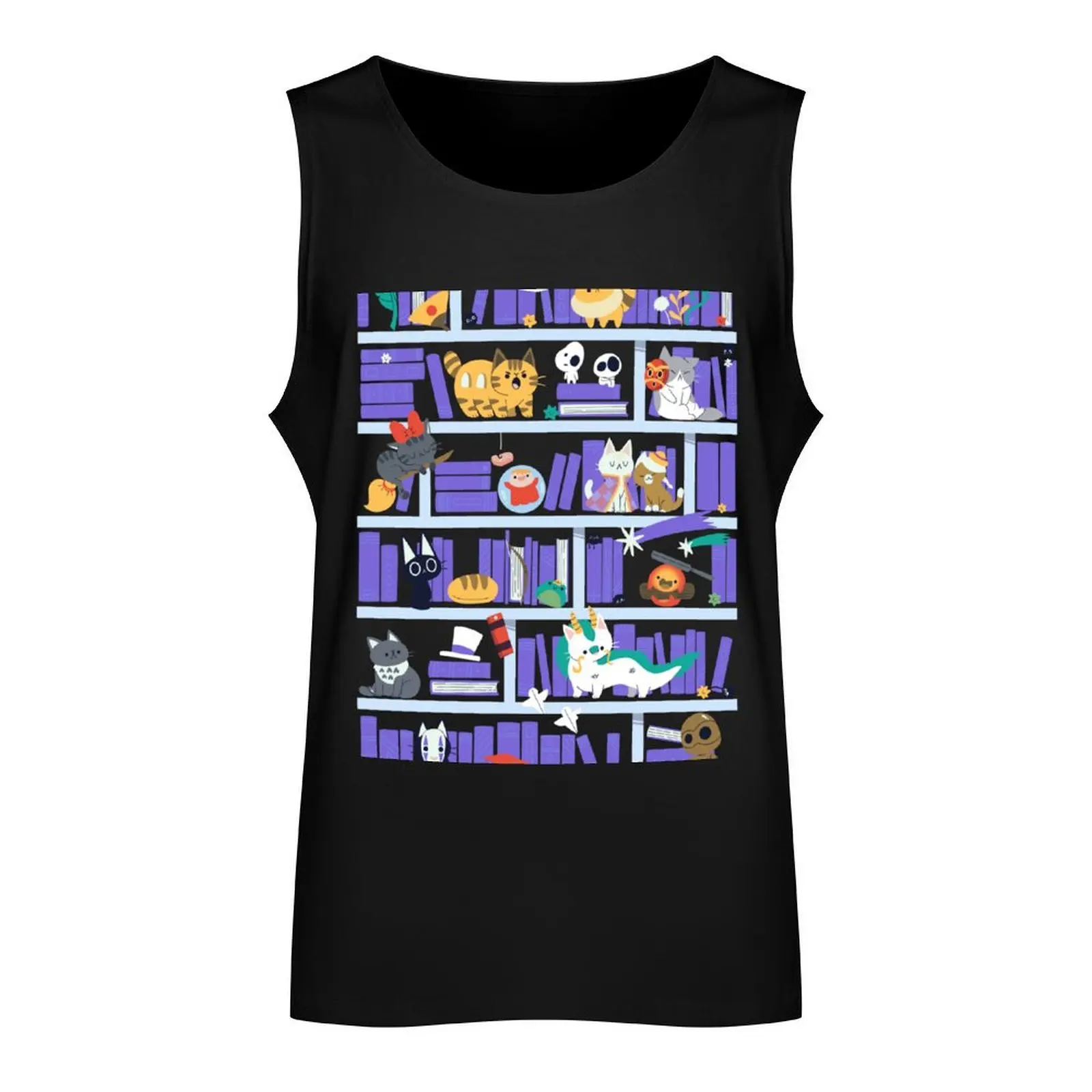 Japanese Library Tank Top Men's cotton t-shirt gym t-shirts man Body man