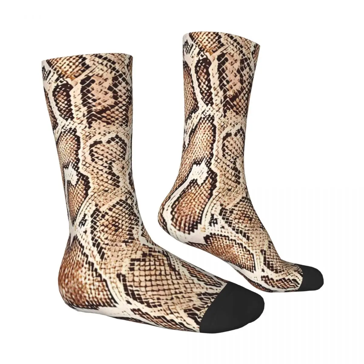 Brown Snake Skin Print Socks Casual Stockings Unisex Men Warm Soft Outdoor Socks Autumn Graphic Anti Sweat Socks