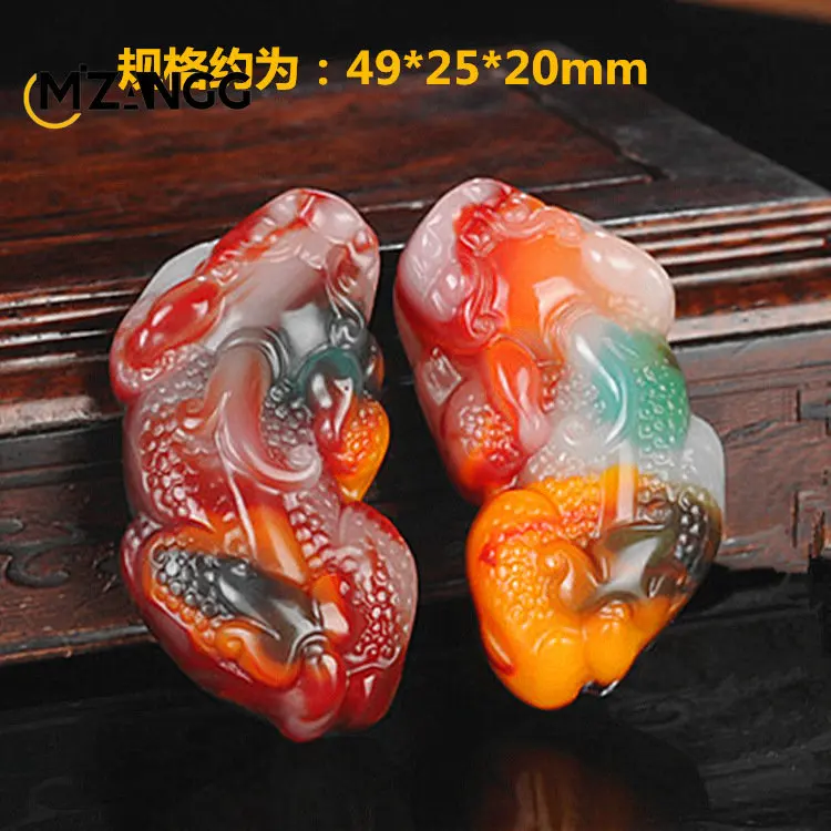 Hetian اليشم الملونة اليشم قلادة الموضة الملونة العقيق قلادة فاخرة Pixiu التنين اليشم قلادة الرجال والنساء هدية عيد #2