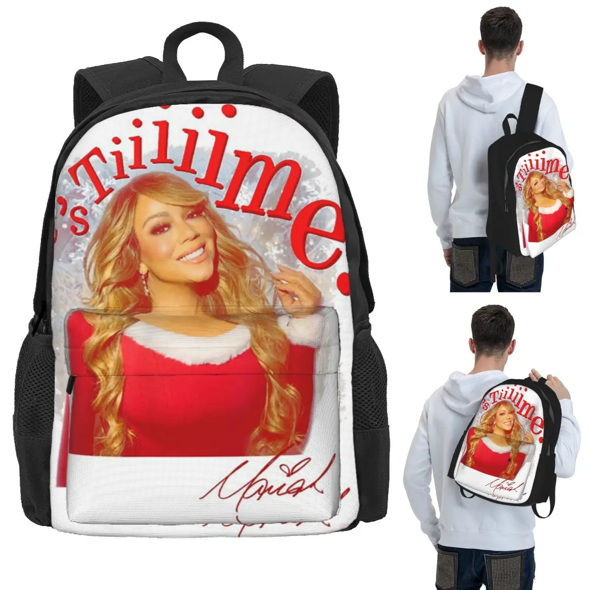 Mariah Carey Official It's Time 30th Anniversary Student Backpack School Bag Hiking Daypack for Men Women Bookbag Shoulder Bags