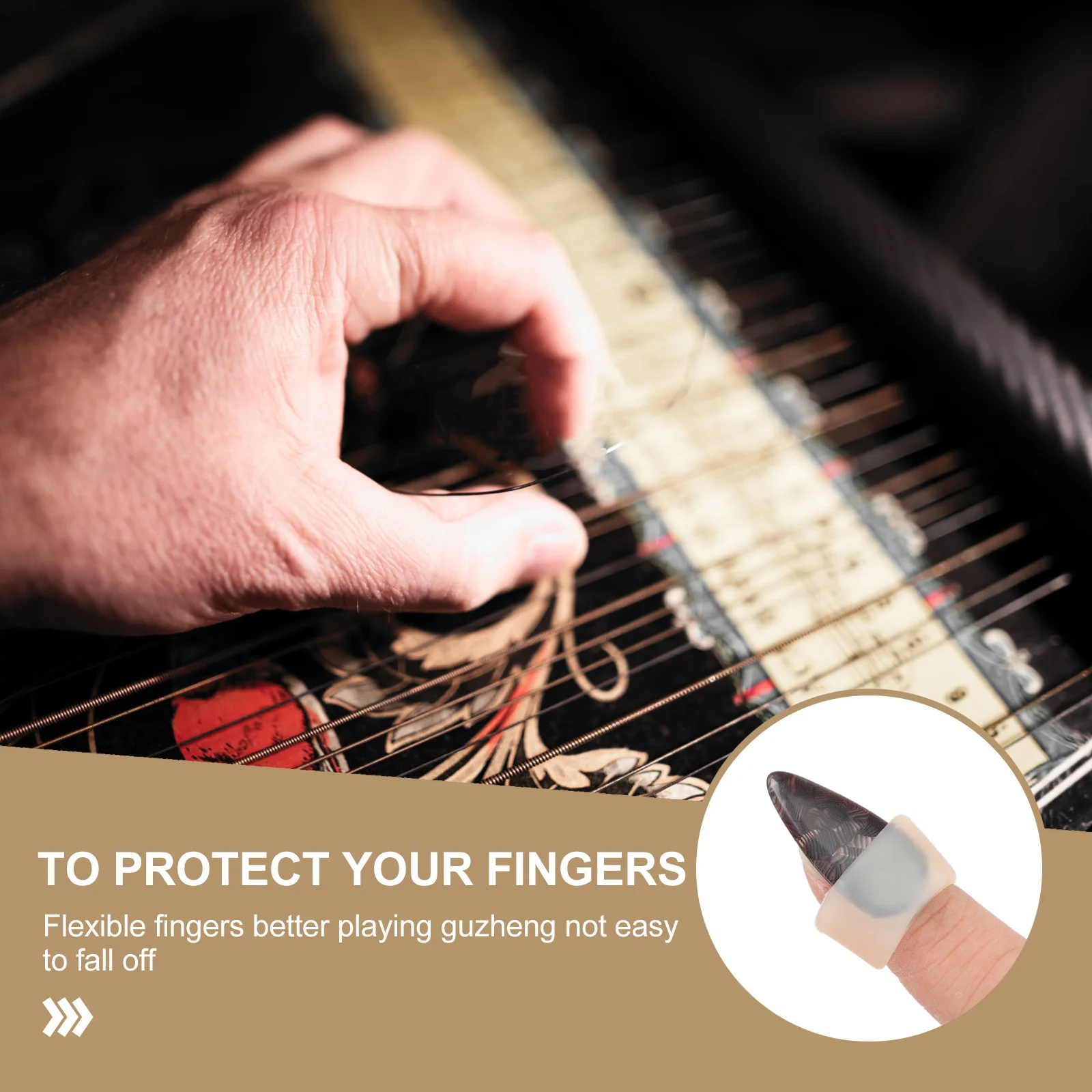 

2Sets Guzheng Nail Protectors Silicone Flexible Finger Covers Breathable Anti Allergy for Guzheng Practice Supplies
