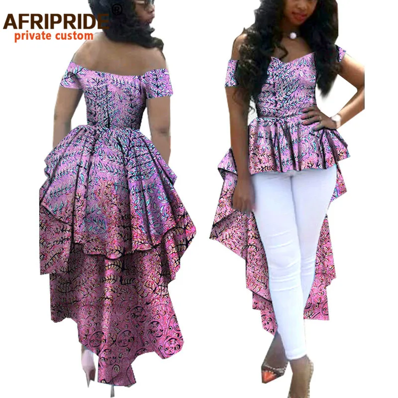 Ropa africana para mujer AFRIPRIDE Ankara, abrigo con cuello en V y hombros descubiertos con Dashiki, longitud doble hasta el tobillo, espalda de