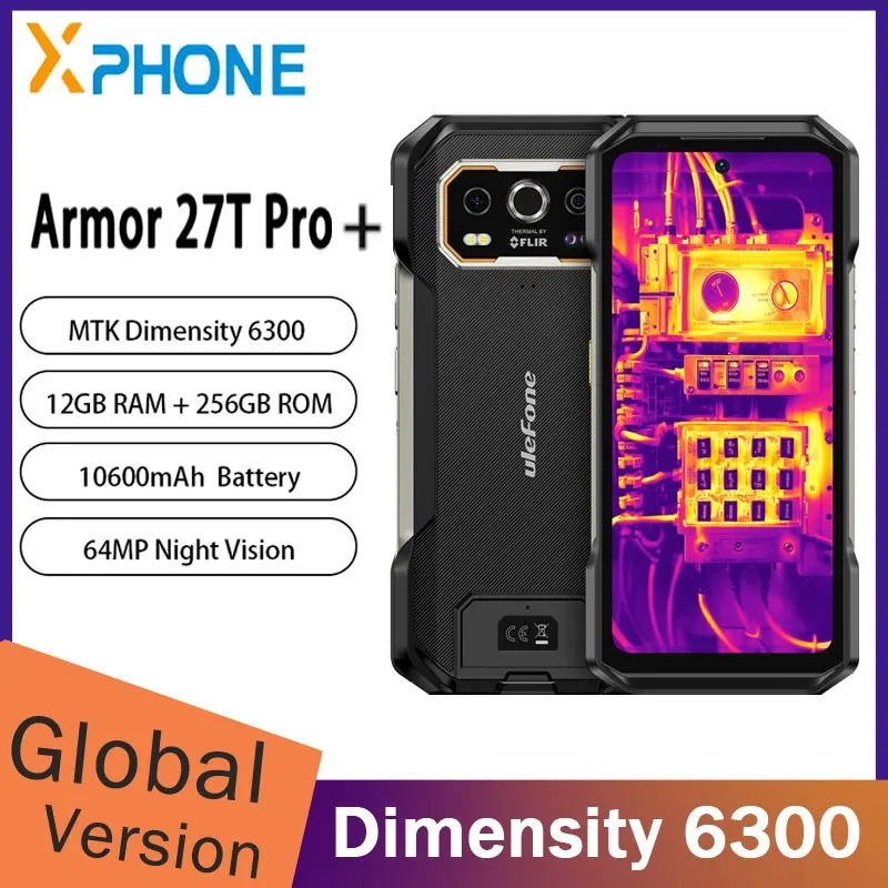 Ulefone Armor 27T Pro+ Защищенный смартфон 12 ГБ+256 ГБ 5G 6.78' с тепловизором и ночным видением, 10600 мАч, Android 15, MTK 6300 Ulefone Armor 27T Pro+ Защищенный смартфон 12 ГБ+256 ГБ 5G 6.78' с тепловизором и ночным видением, 10600 мАч, Android 15, MTK 6300