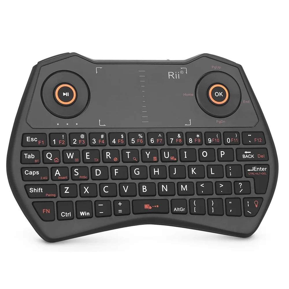 Mini teclado Bluetooth Rii K28 con control remoto y panel táctil, teclado inalámbrico retroiluminado de 2,4 GHz para Android TV Box, PC, Smart TV