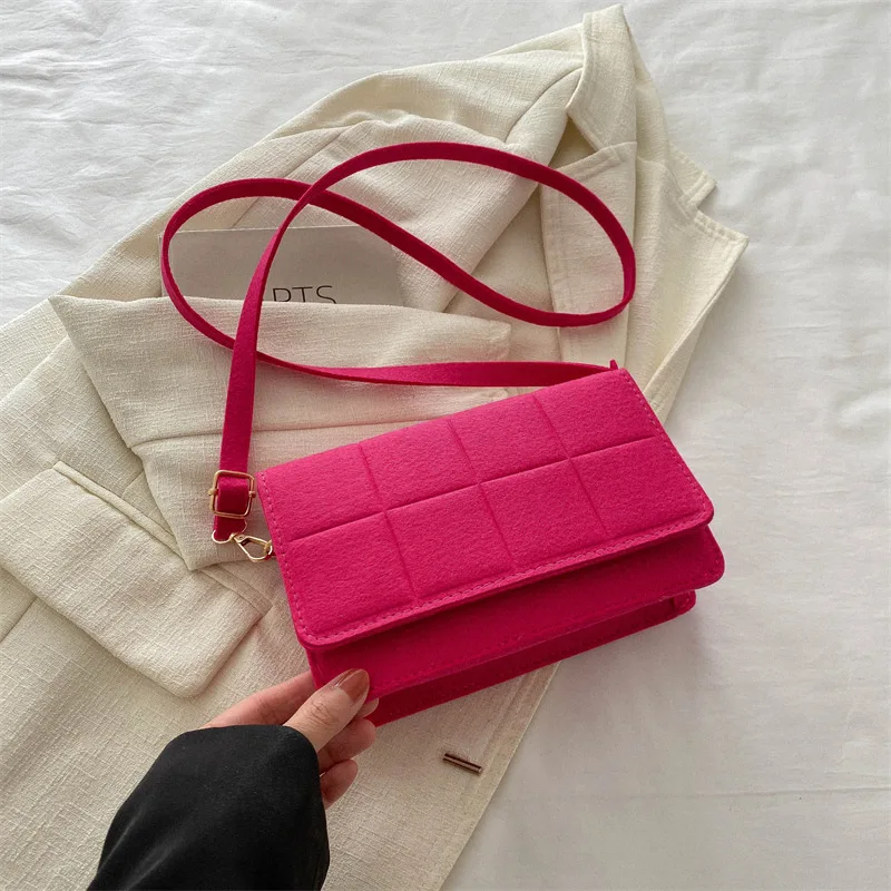 Fashion New Small Square Crossbody Bag Women Simple Large Capacity Single Shoulder Bag 2024 Spring Trendy Felt Leisure Bag