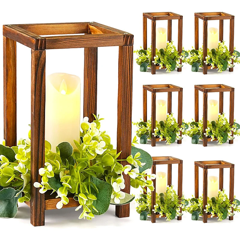 1PC Creative Wooden Lantern Candle Holder Wedding Lanterns Centerpiece Party Home Decor Candlesticks Family Table Decorations