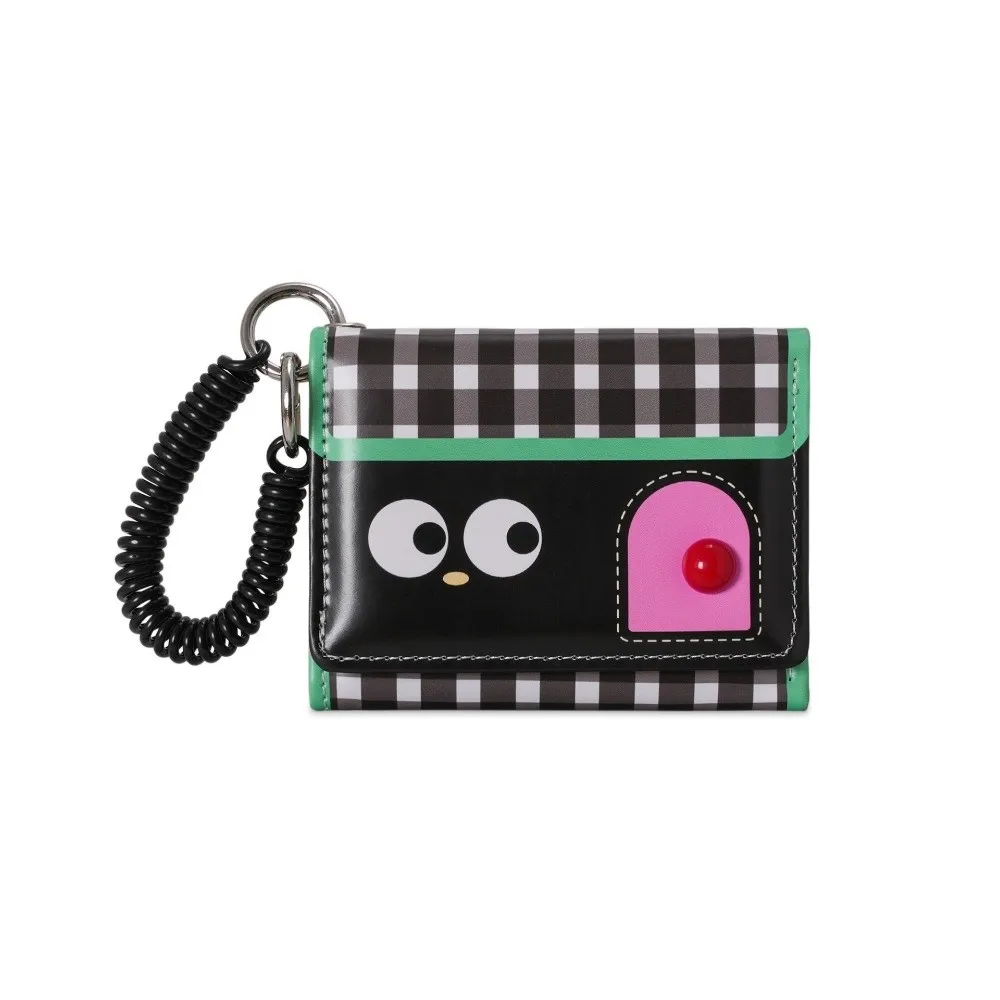Multifunctional Dopamine Color Short Wallet Tri-fold Spring Rope Leather Card Holder Ultrathin Compact Cartoon Coin Purse Women