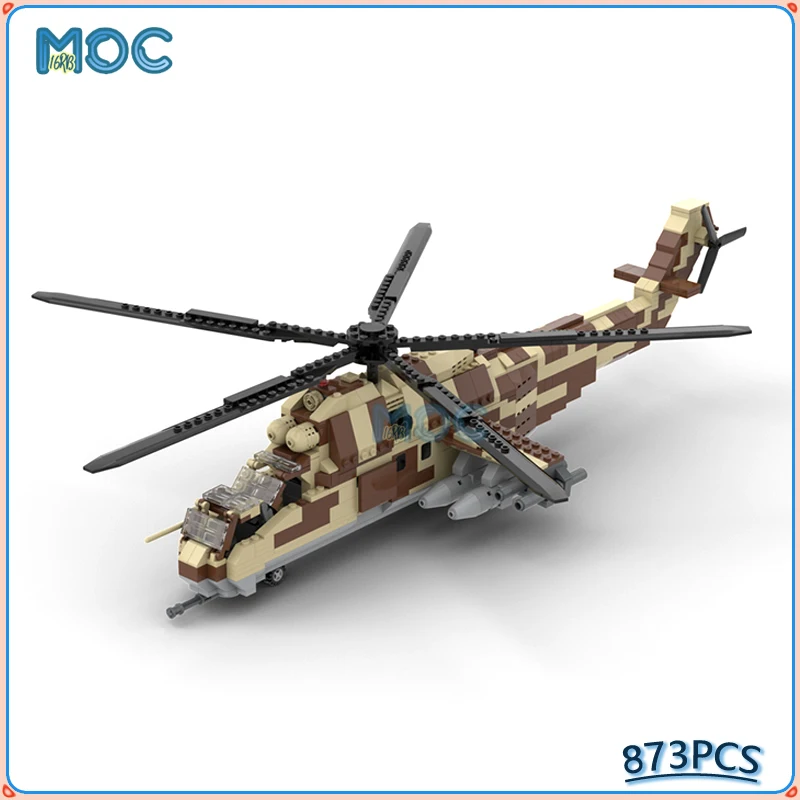 MOC Building Blocks Mi-24 HIND System Helicopter Aircraft Spaceship Model DIY Assembly Bricks Toys Creative Education XMAS Gifts