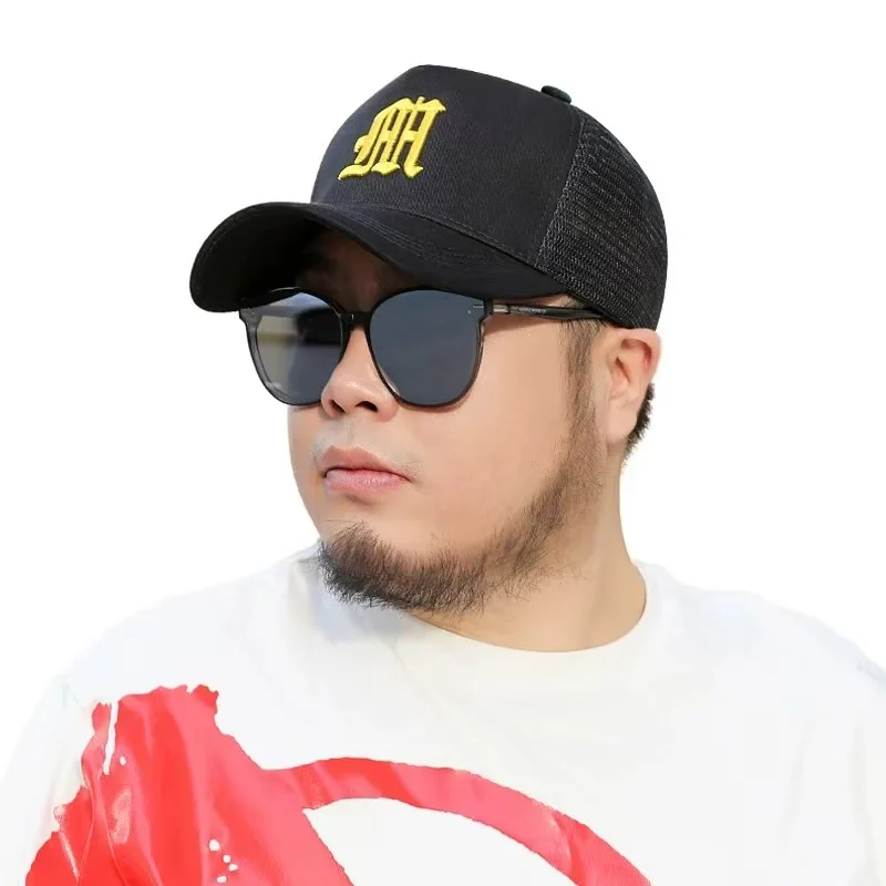 New Hat Men's Summer Thin High Top Baseball Cap Tide Big Head Fence Mesh Breathable Cap Sunscreen Sun Hat