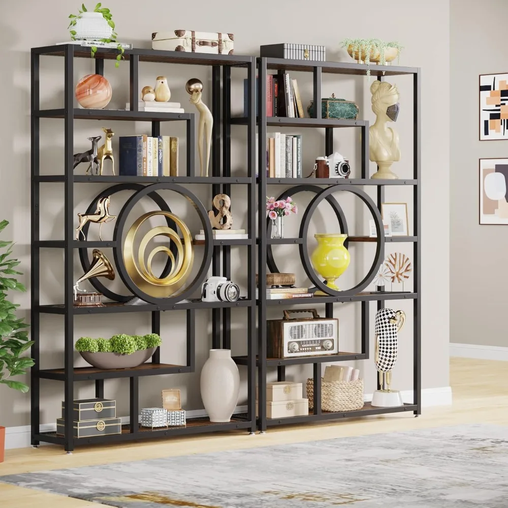 72.4 Inch Bookshelf, 8-Tier Industrial Book Shelf with 11 Open Shelving Units,   for Home Office, Living Room ,Bookcases