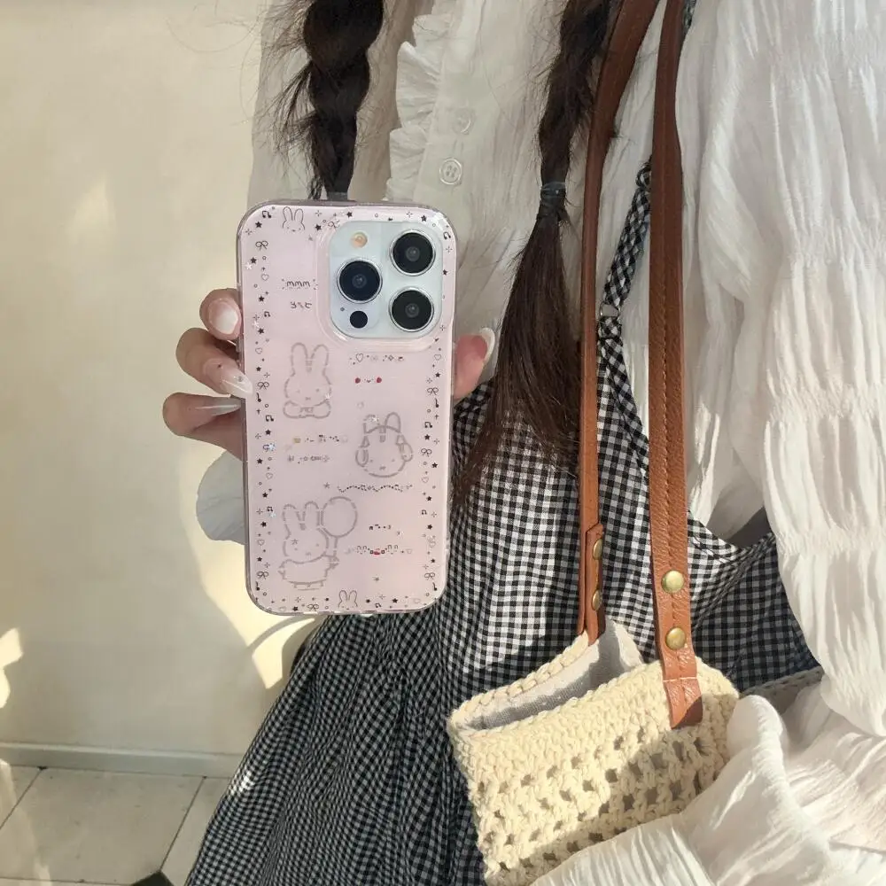 ミッフィー漫画風フラッシュダブルレイヤーピクセルキュートでガーリーなiPhone17 16 15 14 13ProMaxシリーズ対応スマホケース