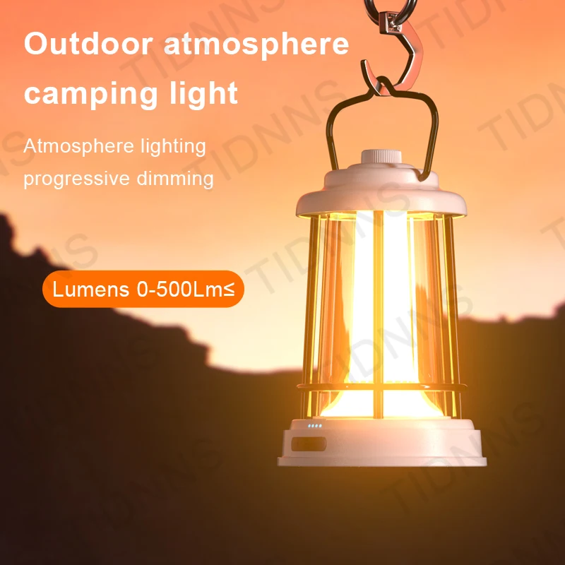 Retro LED Camping Lantern Rechargeable 8000mAh Portable Waterproof for Camping Lights Emergency Home Power Outages Outdoor