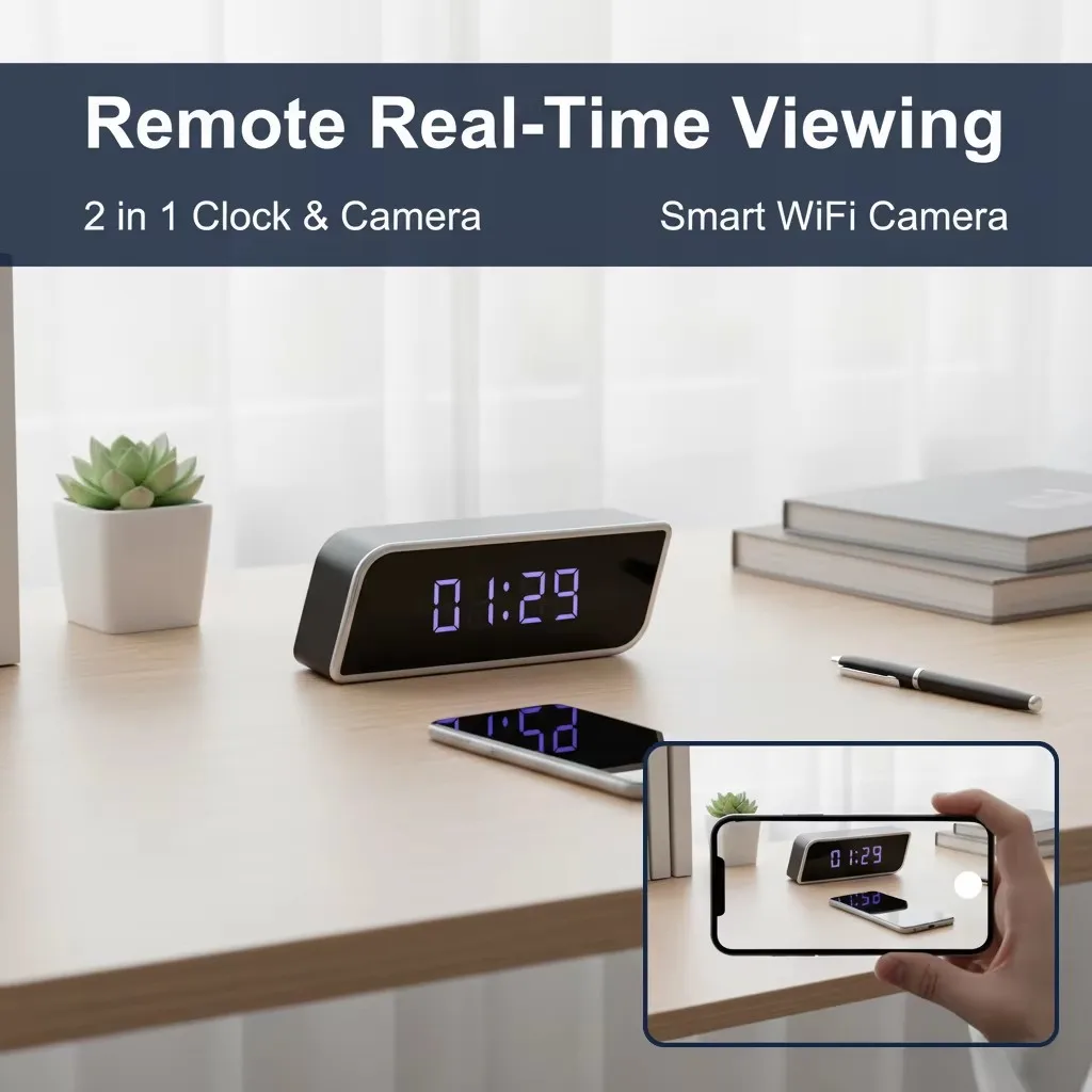 Digital Clock Camera 1080P FHD Wireless WiFi Cameras with Night Vision 2600mAh Battery APP Control Motion Detection Camcorders view 3