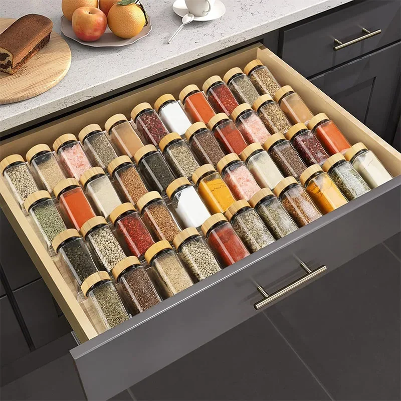 

4PCS Clear Acrylic Spice Drawer Organizer Stackable Seasoning Jars Drawers Insert For Home Kitchen Drawer Countertop Supplies