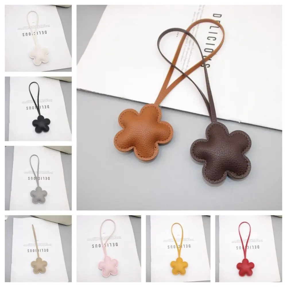 Leuke PU lederen bloem sleutelhanger auto sleutelhanger cartoon PU lederen hanger 13 kleuren mode tas hanger tas ornament