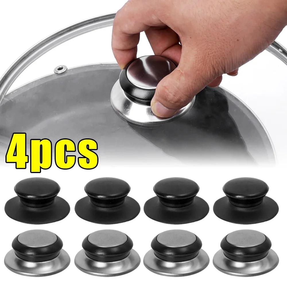 Universal Pot Lid Knobs Round Replacement Cookware Handle Plastic and Stainless Steel Pan Lid Handle Kitchen Cookware Components