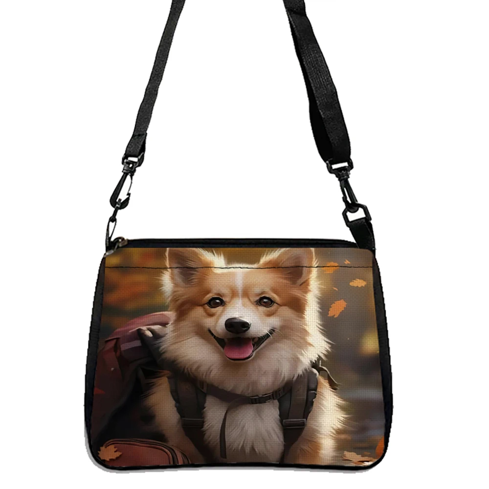 Cute Cartoon Smiling Dog Double-sided Print Shoulder Bag, Women's Art Handbag Casual Crossbody Bag 5.21