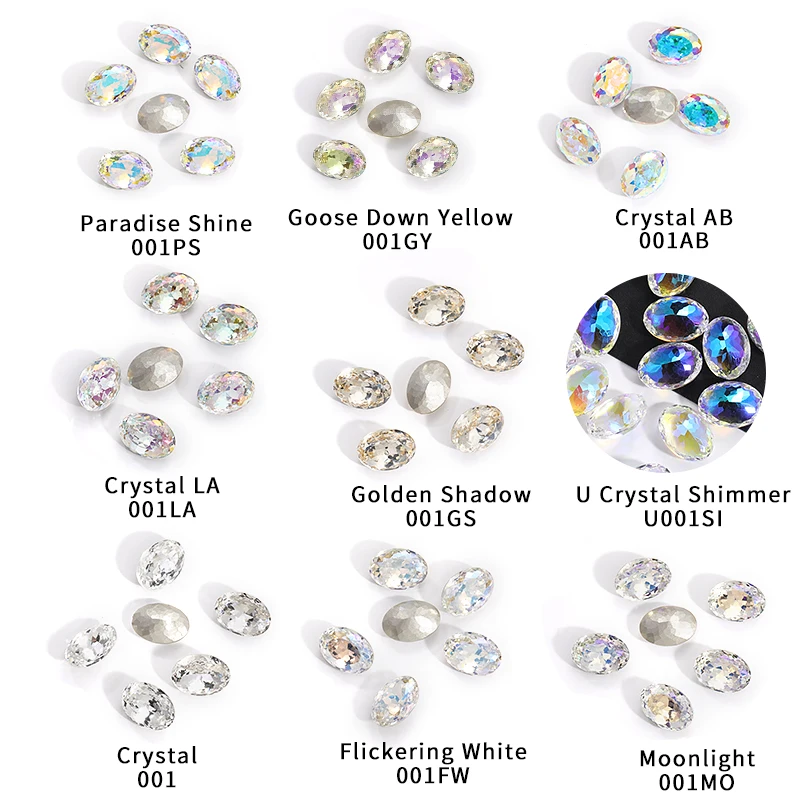 Loose Oval Gem Glass Sew On Rhinestones For Pointback Jewelry Making Strass Glitter Crystal Diamond Clothes Sewing Accessories