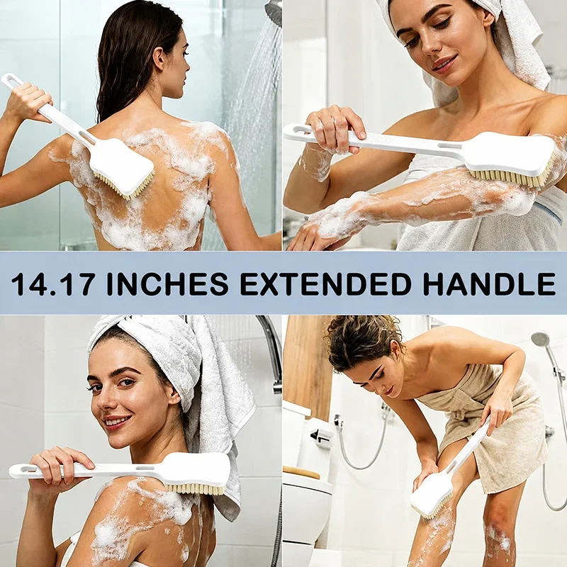 Long Handle Back Scrubber Shower Brush, Soft Dense Bristles Deep Cleansing Exfoliating Body Brush for Back Acne, Men Women