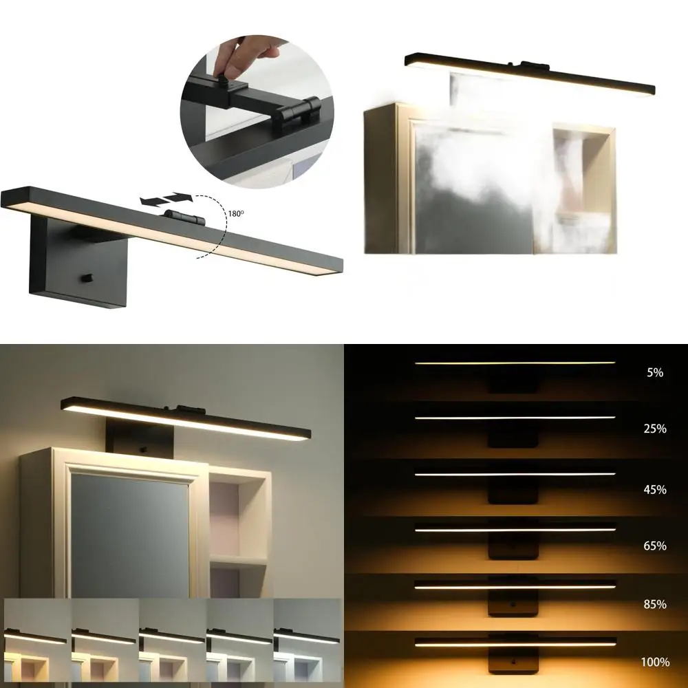 

Светодиодный светильник для ванной комнаты 24 LED, матовый черный, с выдвижным кронштейном, для современного освещения с регулировкой яркости