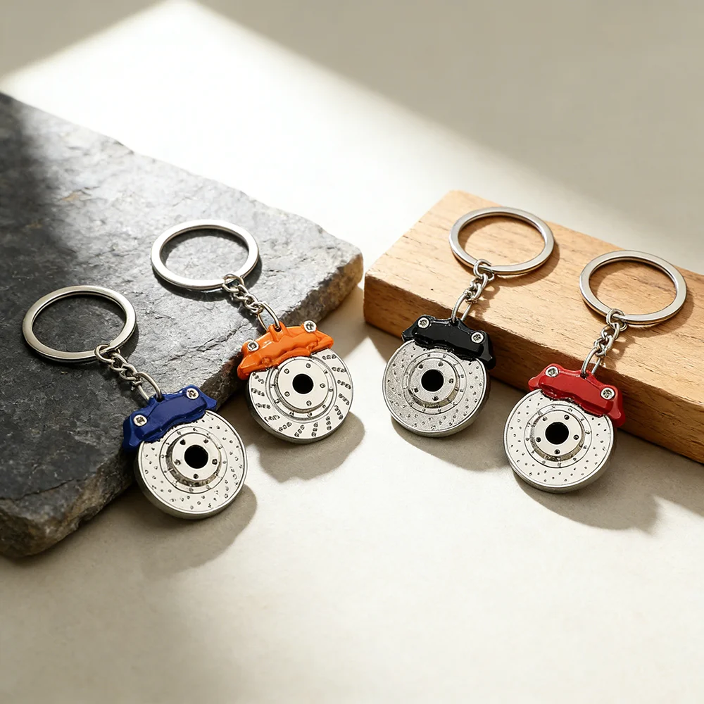 Metal Car Keychains Brake Disc Design Keyrings Creative Mechanical Part Gift for Men Auto Enthusiast Unique Keychain