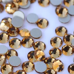 Light Colorado Topaz Crystals CTPA3bI Brown Non-Hotfix Rhinestones Flatback Glass Decorations for Nail Art - All Sizes