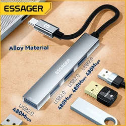Essager 4 in 1 USB C Hub USB 2.0 High Speed Splitter Adapter Multifunctional Expander For Laptop Computer Office Hub Type C Hub