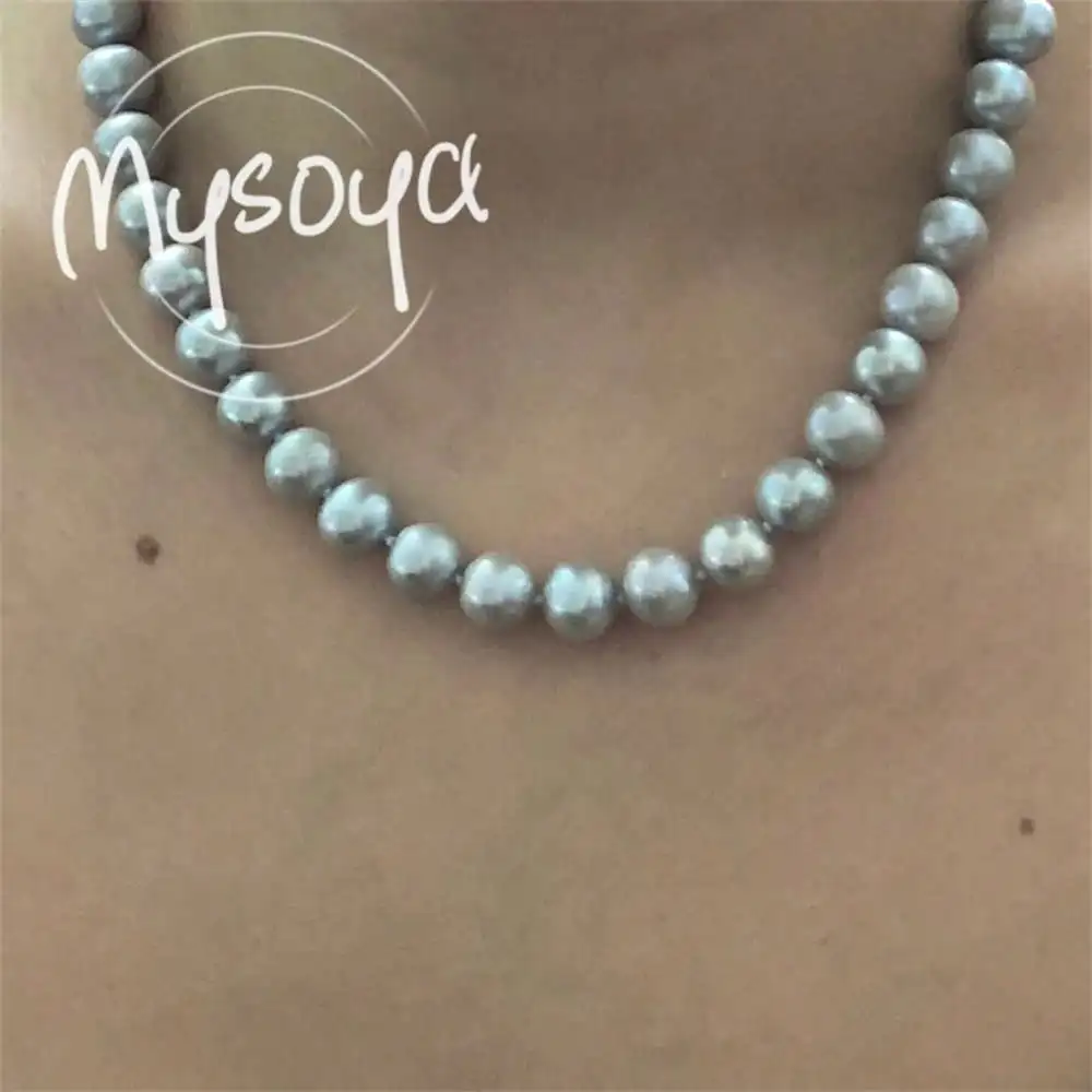 MYSOYA グレー淡水パールネックレス 7-8mm パール ギフトボックス 彼女へのギフト 結婚式 ジュエリー クリスマス 記念日 新年ギフト