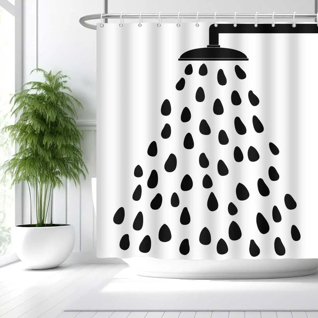 Cartoon Bathing Animal Print Shower Curtain Cute Cats Whale Unicorn Hand-painted Graffiti Kid Child Bathroom Decor Bath Curtain