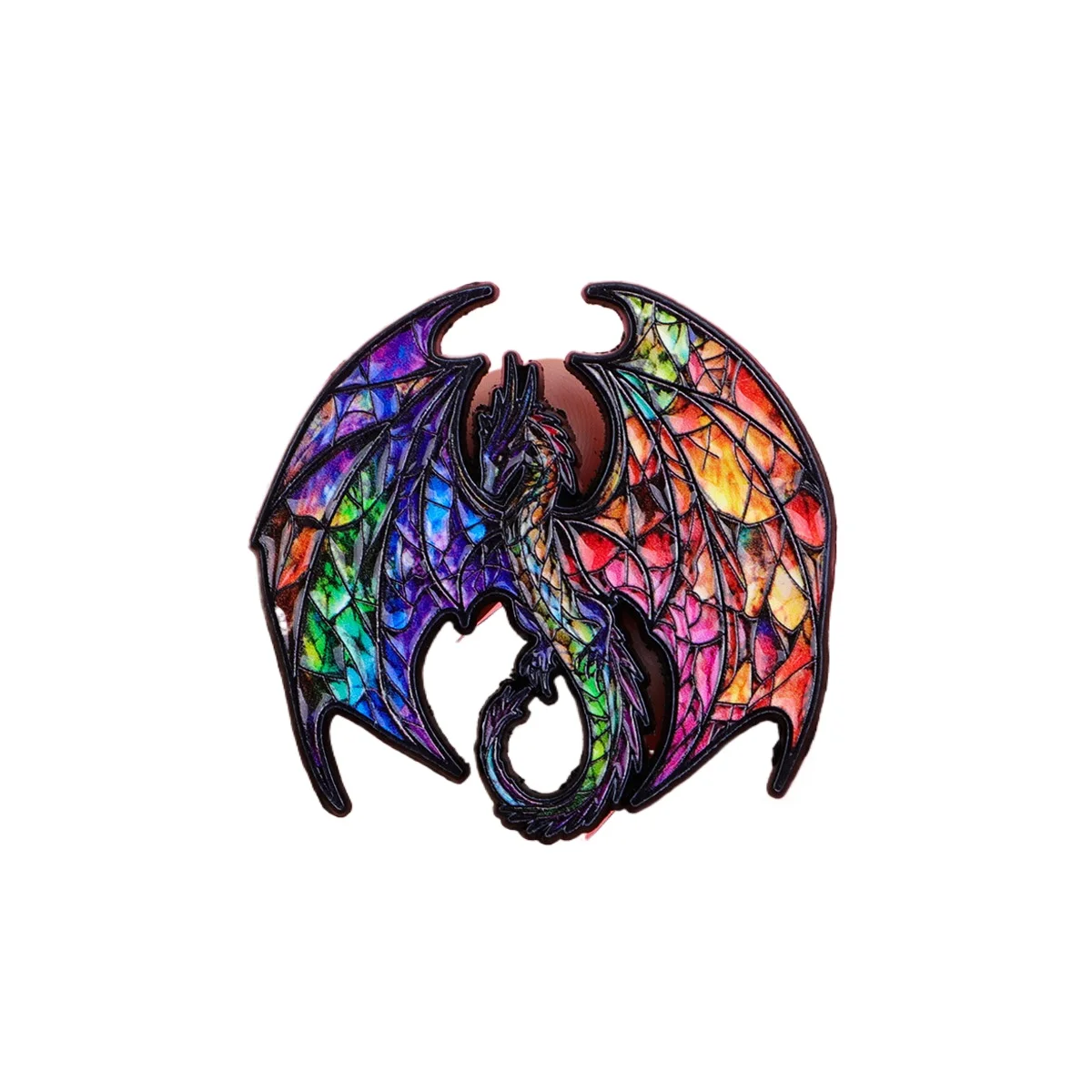 Fantasy Dragon Enamel Pin Stained Glass Wing Pins Lapel Badge Magic Creature Brooch Backpack Jacket Hat DIY Craft Jewelry Gift