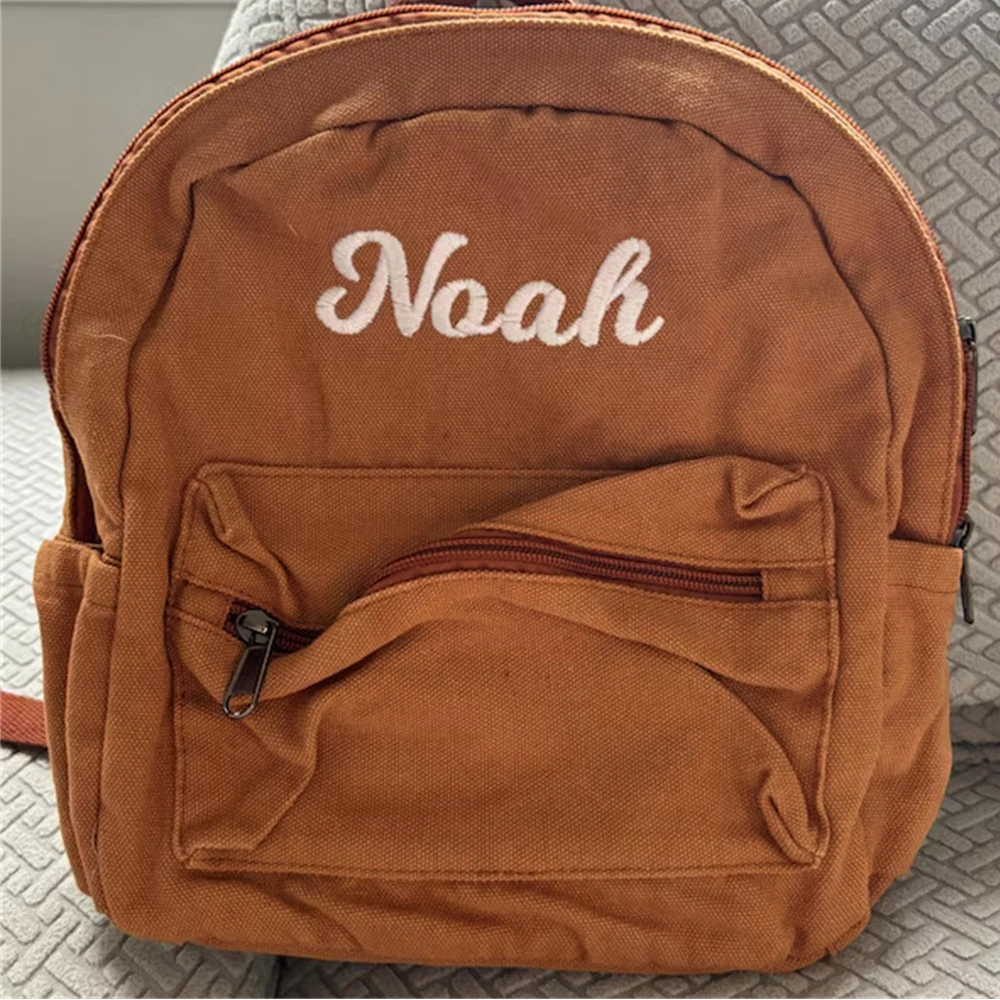 

Boys Girls Customized Name Schoolbag New Personalized Student Canvas Travel Backpack Washable Small Outdoor Backpack with Name