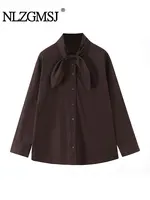 NLZGMSJ camisas con bufanda para mujer, camisas elegantes de oficina para mujer, camisas holgadas y ajustadas de manga larga para uso diario, otoño 2025