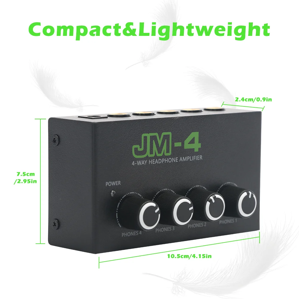 BOMGE Headphone Amp Amplifier 4 saluran Audio Stereo logam 12V Quarter inci seimbang Headphone TRS Output dan Input Audio TRS