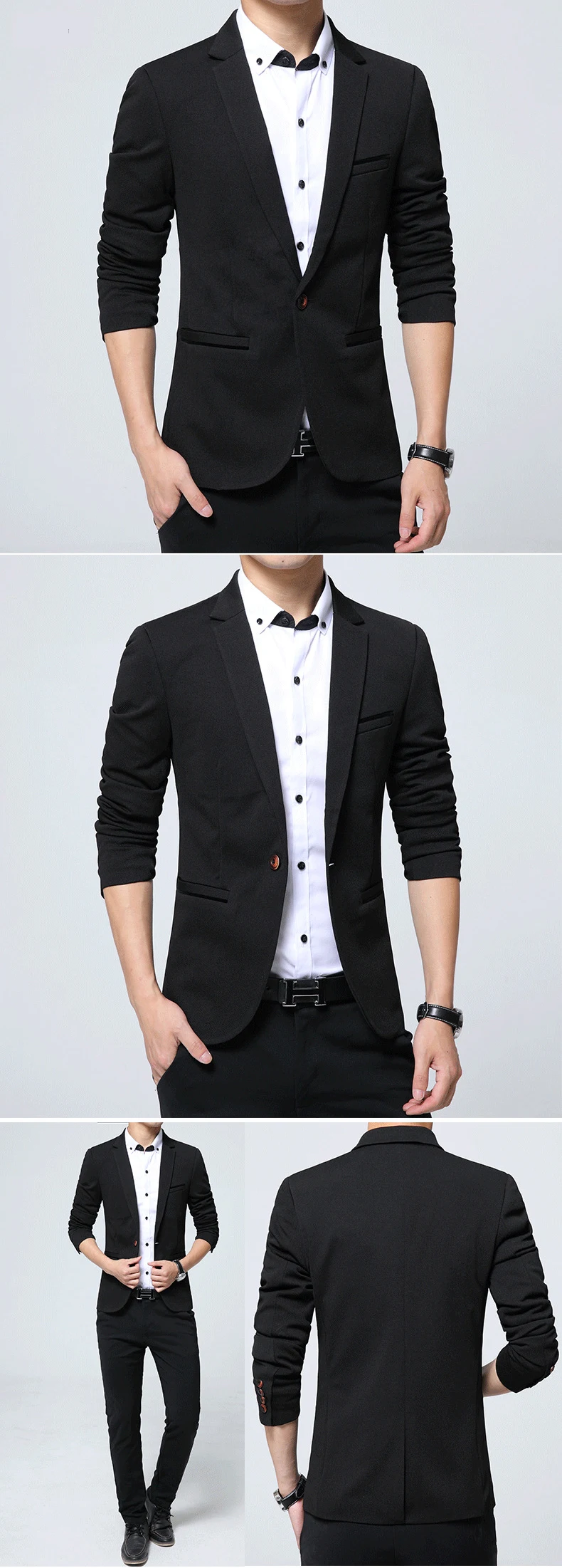 Männer Smart Casual Anzug Blazer Slim Fit Sport Mantel Mode Formale Kleid Bräutigam Ehe Anzug Mantel Frühling Herbst Outwear – Detail 2