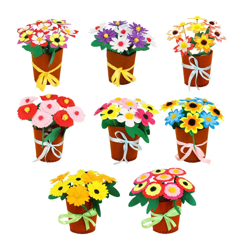 Juego de 8 piezas de Material para maceta Diy, tela de fieltro para niños y adolescentes, decoración del banquete de boda, juego de accesorios creativos no tejidos para maceta