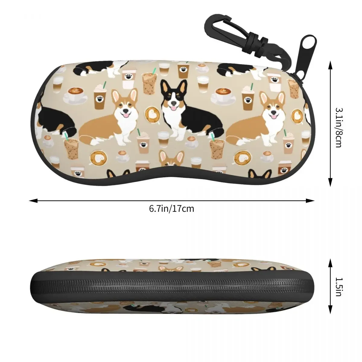 Étui à lunettes personnalisé pour hommes et femmes, sac de protection pour lunettes de soleil souples, café, chien Welsh Corgis