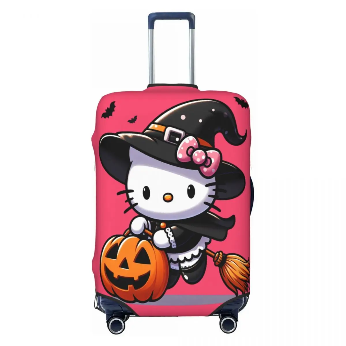 

Witch Hello Kitty With Pumpkin Luggage Cover Elastic Cartoon Cat Travel Suitcase Protective Covers Fits 18-32 Inch