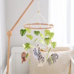 Baby Crib Mobile Wooden Wind Chime Bed Bell,Animal Crib Mobile With Music for Girls and Boys,Comfort Crib Hanging Bracket Toy