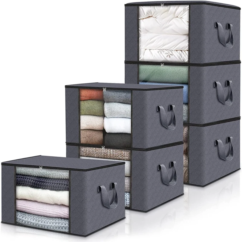 

HOT SALE Big Storage Bags, 6 Pack Closet Organizers And Storage, Clothes Foldable Storage Bins With Reinforced Handles