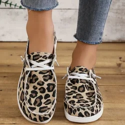 Female Shoes on Sale 2023 New Round Head Women's Flats Outdoor Casual Flats Women Leopard Lace Up Flat with Ladies Shoes Zapatos