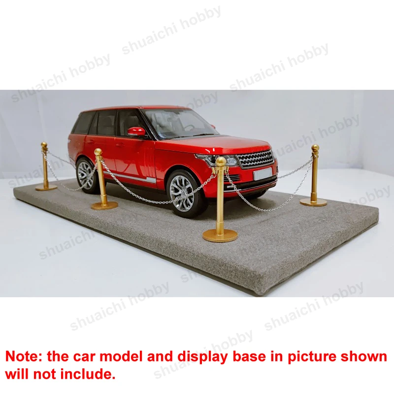 1Set 1/18 Scale Car Model Exhibition Hall Fence Gold/Silver Column Booth Railing with Iron Chain for Diecast vehicles Display
