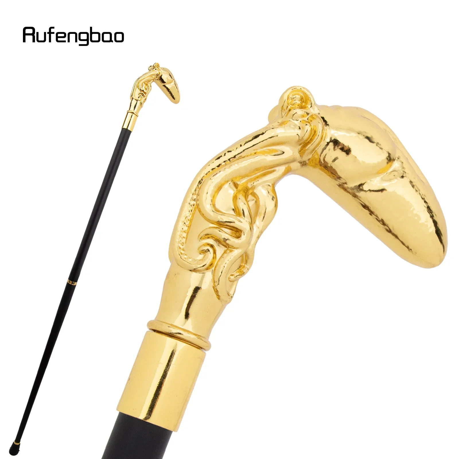 

Golden Octopus Fish Squid Walking Cane Fashion Decorative Walking Stick Gentleman Elegant Cosplay Cane Knob Crosier 93cm