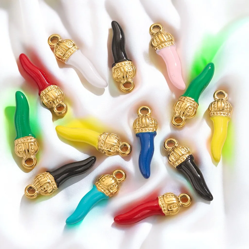 

10 Pieces Stainless Steel 3D Chili Pendant DIY Jewelry Luggage Pendant Material Pack
