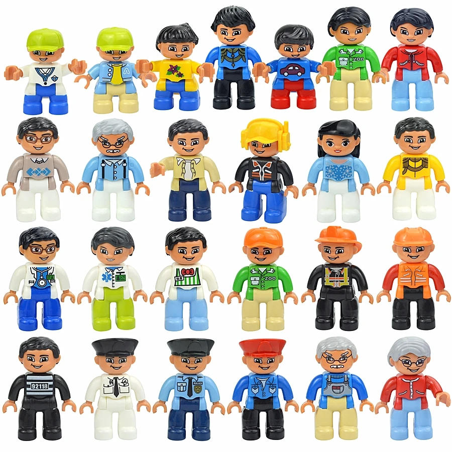 Big Size Building Blocks Figures Action Dolls Series House Family Princess Policemen Farmer Large Bricks Compatible Duploes Toys