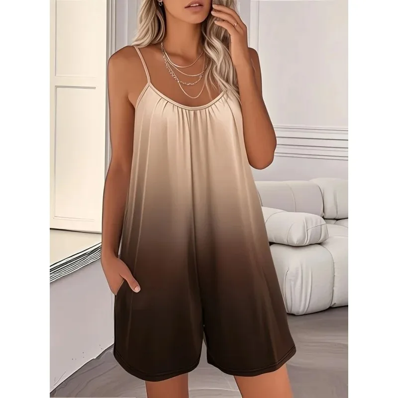 

Womens Shorts Rompers Casual Summer Loose V Neck Adjustable Strap Sleeveless Jumpsuits