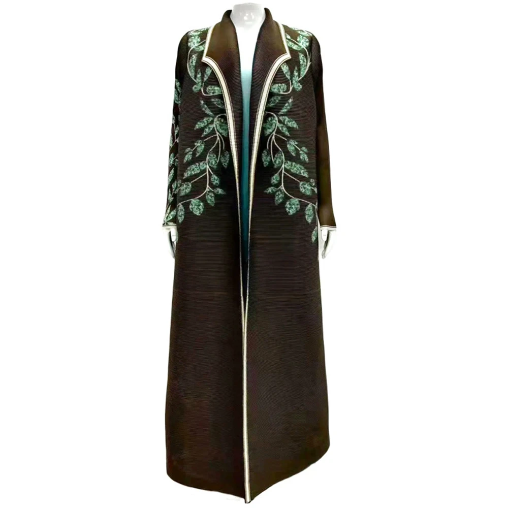 Nahen Osten Muslimischen Mode Plissee Gedruckt Robe Abaiyya Gedruckt Langarm Jacke frauen Kleidung-GZXX1017